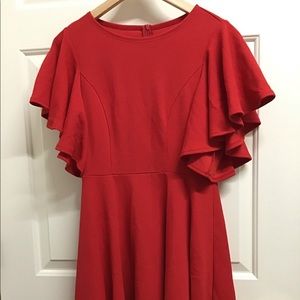 Red flare sleeve dress